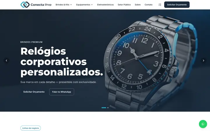 Topo do site de Conecta Shop