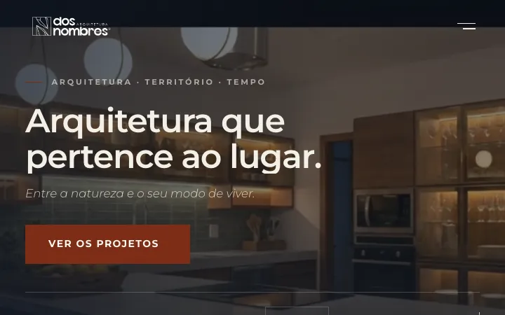 Topo do site de Dos Nombres Arquitetura