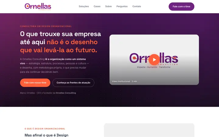 Topo do site de Ornellas Consulting